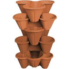 Geezy 5pk Plastic Stackable Plant Holder Triple Flower Pot