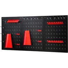 Tool Boards Costway Wall-mounted Metal Pegboard Tool Storage Kit with 3 Pegboards