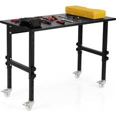 DIY Accessories Costway 10 Level Height Adjustable Workbench with 4 Lockable Casters-Black