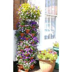 6pk Plastic Stackable Plant Holder Triple Flower Pot