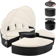 Outdoor day bed Casaria Rattan Garden Day Bed Black/Cream