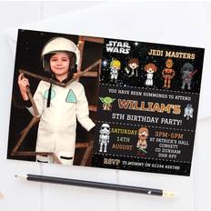 Star Wars Personalised photo invitations, birthday party invites x10