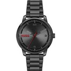HUGO Black-Steel Watch With Circular-Brushed Dial