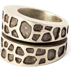 Parts of Four Acid-Treated Sterling Silver And Diamond Crevice Ring silver