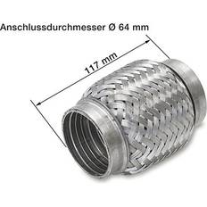 Vegaz VEGAZ UFR-581 Flexrör, avgassystem 65 120 Repair Flex Fram för sotpartikelfilter, för katalysator utan anslutningsrör BMW: X5, 3 Touring, X1