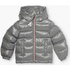 Moncler Children's Clothing Moncler Boys Grey Kids Aubert Striped-trim Hooded Shell-down Jacket Months Years GREY