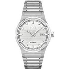 BOSS Gents Candor Automatic Bracelet with Silver White Dial, Silver, Men Ilver