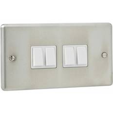 Symple Stuff Stainless Steel 10A 4 Gang Toggle Light Switch Silver Standard