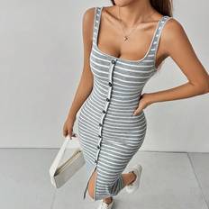 Fabric - Long Dresses Shein Womens Striped Print Simple Daily Dress