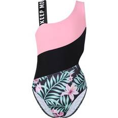 Swimwear iEFiEL Sold by: Kids Girls One-Piece Swimsuit Asymmetrical Shoulder Hollow Out Swimming Bodysuit Beach Pool Bathing Suit Pink Lily