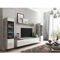 Plywoods Benches Zipcode Design Dorfman Entertainment Center Concrete White TV Bench 240x130cm