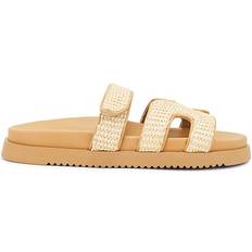 Steve Madden Women's Strappy Footbed Slide Sandals Natural Raffia