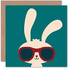 Wee Blue Coo Boy bunny teal cute happy sunglasses easter blank greeting card with envelope