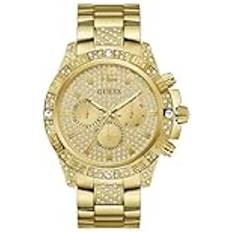 Guess Men Wrist Watches Guess Mens Majestic Gold Plated Crystal Watch GW0796G2