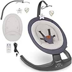Elektronisk Babygungor Lionelo Ralf 2in1 Babywippe und Liegestuhl, Fernbedienung, 12 Melodien, zwei Schaukelrichtungen, 5 Schaukelgeschwindigkeiten, Sperrung, Rückenlehnenverstellung, Timer, leiser Betrieb