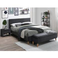 140cm Ensembles de Lit Lit 140 x 190 cm Velours Gris