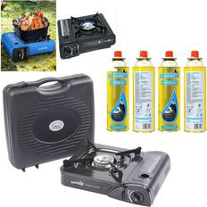 Parkland Stove With 4 Butane Cans Portable Gas Cooker Stove Camping BBQ Butane Can Mini Stove Single Burner Case