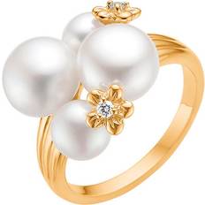 Lund Copenhagen Guld Ringe Lund Copenhagen ring 8kt med perler og diamanter