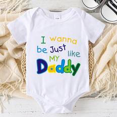 M Bodysuits Shein Baby Boy Slogan Printed Short Sleeve Bodysuit For Summer