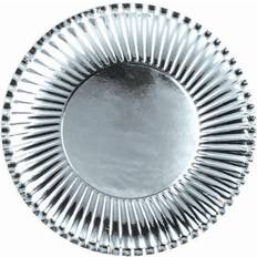 23cm, Silver Paper Metallic Disposable Plates Pack of 10
