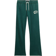 Damen - Tiefe Taille Hosen Superdry Athletic Essentials Low Rise Flare Joggers - Dark Pine Green