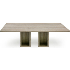 Stone Dining Tables Benjara Noe Mali Double Pedestal Base Gray Dining Table 42x96"