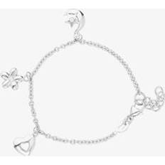 Children Bracelets Kids Sterling Silver Heart Star And Moon Bracelet AVB268604 13.5cm