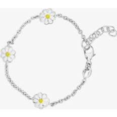 Children Bracelets Kids Sterling Silver White Enamel Flower Bracelet AZB030106 13.5cm