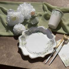 Santex Green foliage plates botanical wedding party tableware gold foiled x 10