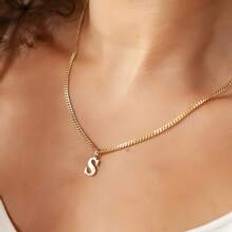 Titanium Necklaces Shein 1pc Stainless Steel Initial Necklace DIY Letter Pendant Necklace Name Customized Gift A-Z For Women