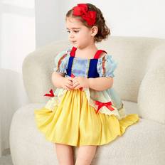 6-9M Dresses Shein Baby Girl Elegant Gorgeous Cute And Funny BubbleSleeved PrincessStyle Dress With ThreeDimensional Bowknot Suitable For SpringSummer Parties