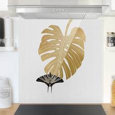 Accessoires de cuisine Klebefieber Goldene Monstera Spritzschutz