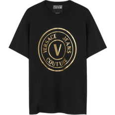 Versace Jeans Couture V-Emblem Metallic Logo T-Shirt - Black/Gold