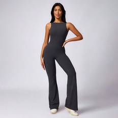 Gray - Jumpsuits Jumpsuits & Overalls Shein Womens Yoga Jumpsuit Exercise Sleeveless Sports Jumpsuit QuickDrying HighStretch Jumpsuit