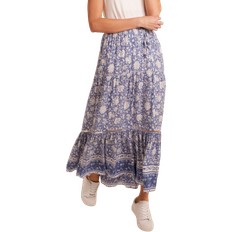 Blue Vanilla Elasticated Waistband Tiered Maxi Skirt - Blue