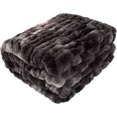 Lavish Home Oversized Ruched Faux Fur Blankets Black (203.2x152.4cm)