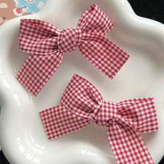Red Hair Accessories Shein pcs Childrens Red Plaid Bow Cute Alligator Hair Clips Suitable Daily