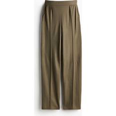 Polyamid - XL Hosen & Shorts H&M Elegant High Waist Trousers - Dark Khaki Green