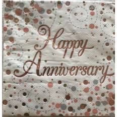 Rose Gold Paper Napkins Oaktree Rose gold happy anniversary napkins 16x3 ply 33 cm x 33 cm party celebration