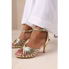 Green Heels & Pumps Where's That From Womens 'Cyprus' Multi Cross Over Strap Mid Gold