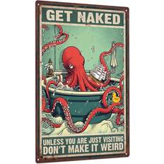 Iron Posters Shein pc Octopus Pattern Tin Sign Metal Plate Retro Vintage Poster 20.1x30cm