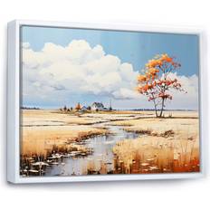 Design Art Prairies Endless Meadows Scenery Minimalism IV White Framed Art 20x12"