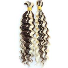 24" human hair wig Eayon Hair Deep Wave Bulk Human Hair For Braiding 24 inch D4/613 2-pack