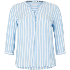 Tom Tailor Striped Henley Blouse Plus Size - Blue/White