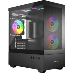 Computer Cases Apevia Phantom-MESH-BK Phantom Micro-ATX Dual-Chamber Mesh PC Case ARGB