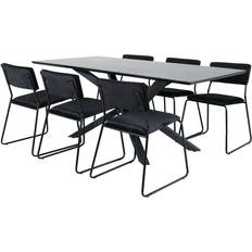 Järn Bordsgrupper Ebuy24 PiazzaBLBL Black Bordsgrupp 90x190cm 7st