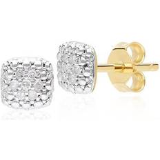 Diamante - Oro Orecchini Gemondo Diamond pave square stud earrings 9ct yellow gold