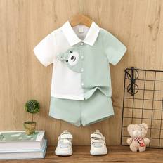 Hearts Other Sets Shein pcsSet Summer Casual Cute Bear Printed Shirt And Shorts Outfits For Baby Boys