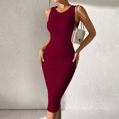 Clothing Shein Summer Casual Solid Color Slim Fit Sleeveless Bodycon Dress