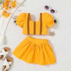 Shein Baby Girl Summer Short Sleeve Set st topp kjol tv delar